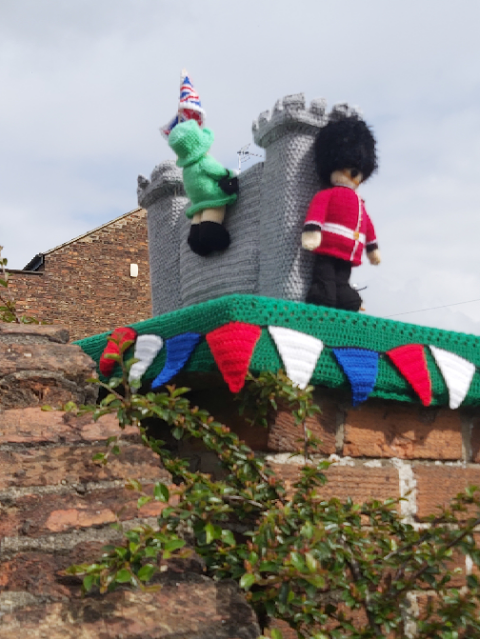 Coronation Yarnbombed post box toppers Ware Trail - 25 Apr 2023 - 9 May  2023